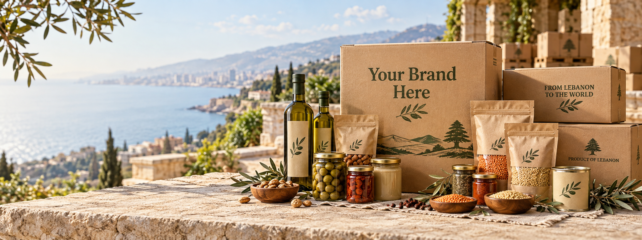 Private label Lebanese product packaging and export cartons